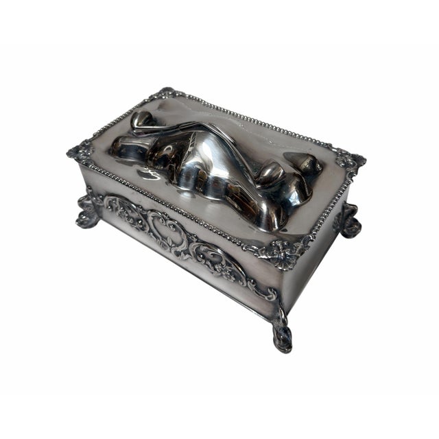 Antique Silver Smoking Pipe Tobacco Box or Humidor W Dolphin Feet For Sale - Image 4 of 7