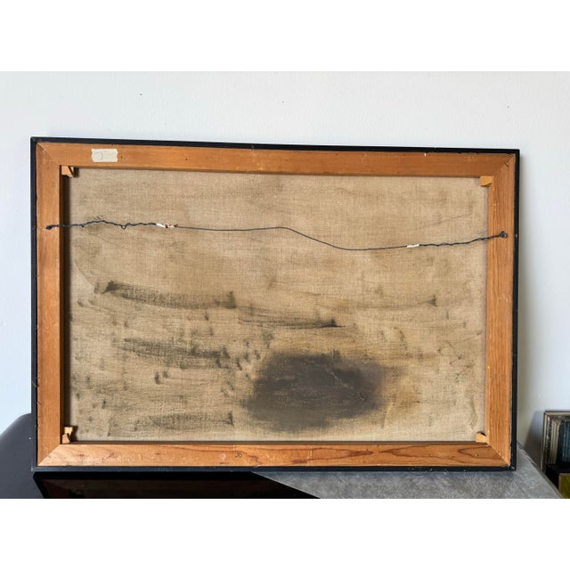 1960s Vintage Sylvia Abstract Expressionist Oil Painting on Canvas, Framed For Sale - Image 11 of 11