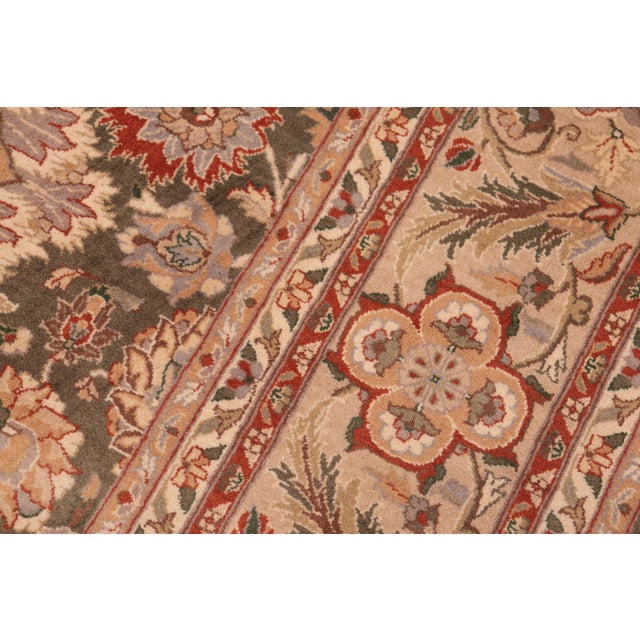 1990s Floral 1990's Pak-Persian Green/Taupe Wool Rug - 6'2'' X 9'2'' For Sale - Image 5 of 9