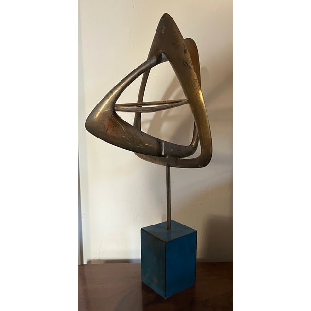 Metal Mid-Century Modern Abstract Expressionist Brass Kinetic Table Sculpture Circa 1960 For Sale - Image 7 of 17