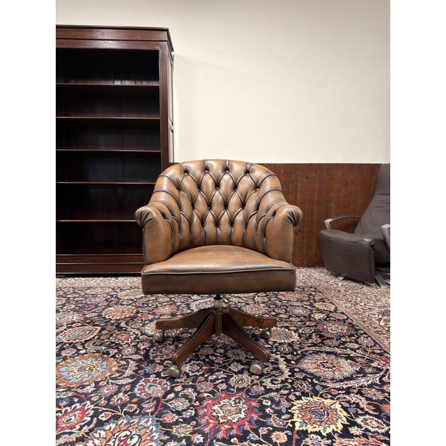 English Chesterfield Desk Chair For Sale - Image 3 of 8