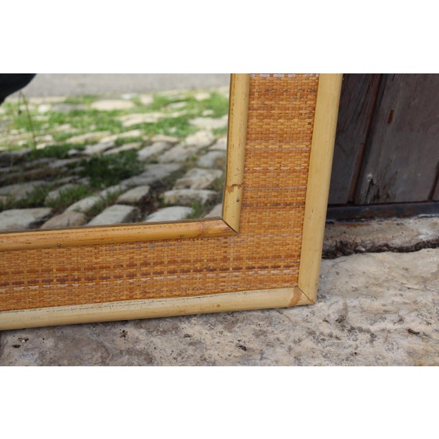 1960s Large Rattan and Bamboo Mirror from Dal Vera, Italy, 1970 For Sale - Image 5 of 7