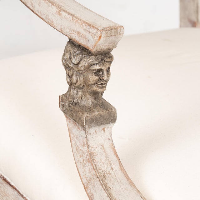 Pair, 19th Century Gray Swedish Gustavian Pair of Armchairs For Sale - Image 4 of 10