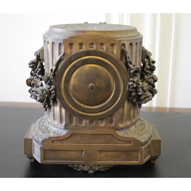 19th Century Gilt Bronze and Rose Swags French Mantle Clock For Sale - Image 11 of 13