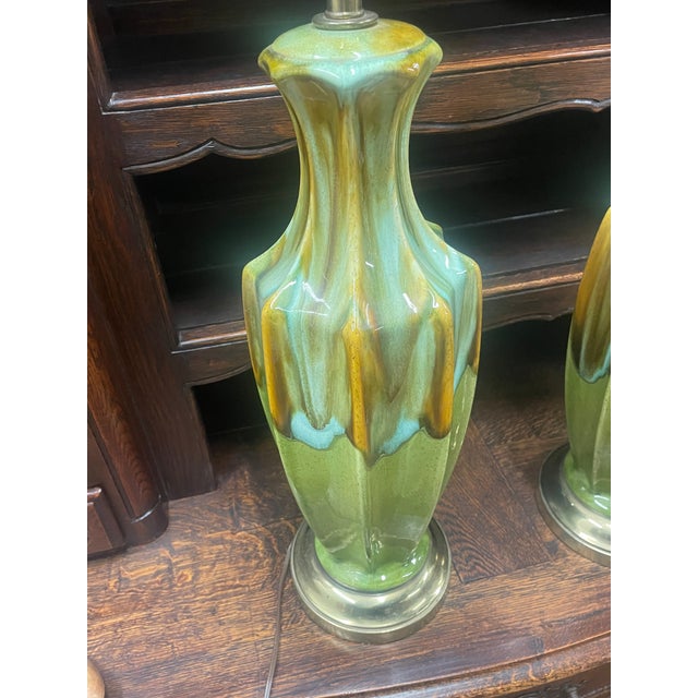 Ceramic 1960s Pair MCM Haeger Pottery Lamps For Sale - Image 7 of 9
