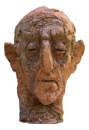 Ceramic Expressionist Head in White Stoneware with Bismuth Rakú Glaze, 2010s