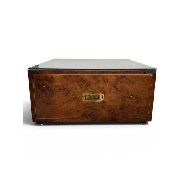 Burr Maple Campaign Drawers with Brass Motifs, 1970, Set of 2 For Sale - Image 10 of 18