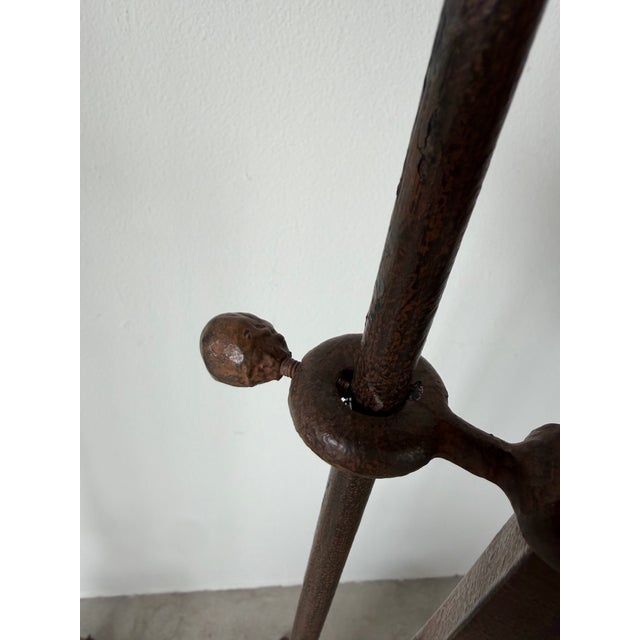Vintage Hand-Forged Iron French Gothic & Spanish Revival Adjustable Tripod Floor Lamps – A Pair For Sale - Image 10 of 13