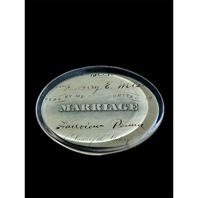 2010s John Derian Oval Glass Marriage Paper Weight For Sale - Image 5 of 5