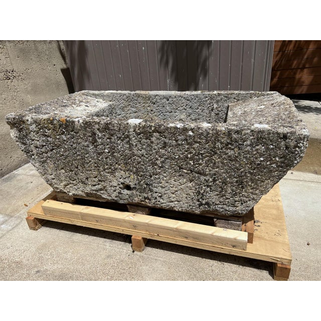 Antique French Double Sloped Monolithic Limestone Lavoir Trough, Circa 1800 For Sale - Image 13 of 14