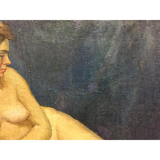 1970s Oil Painting Portrait of a Naked Girl Dorofeev Alexander Ivanovich For Sale - Image 6 of 9