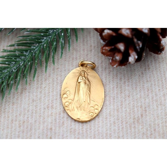 19.2k Gold Our Lady of the Immaculate Conception Pendant For Sale - Image 6 of 6