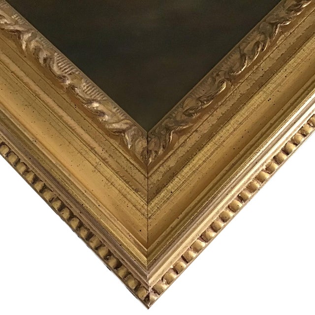 Vintage English Framed Oil Painting of Daffodils in a Brown Jar For Sale - Image 4 of 9