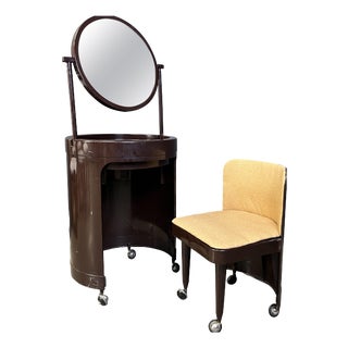 Silvi Vanity Table on Wheels and Chair by Studio Kastilia, 1970s, Set of 2 For Sale