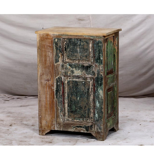 Brown Nightstand Made From Antique Indian Teakwood Architectural Elements For Sale - Image 8 of 8
