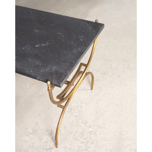 Italian Neoclassical Style Curule Brass Slate Cocktail Table For Sale - Image 11 of 18