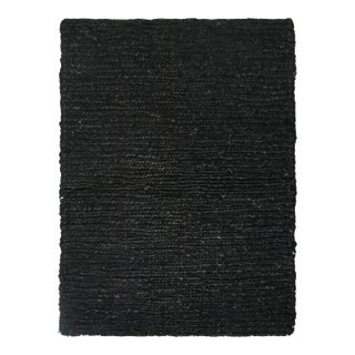 Rug & Kilim Plain Black Natural Fiber Rug, 8' x 10' For Sale