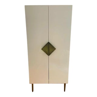 CB2 Astoria White Wooden Wardrobe For Sale