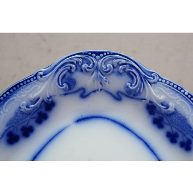Ceramic Antique Victorian W. H. Grindley "Lorne" Flow Blue Oval Serving Platter For Sale - Image 7 of 14