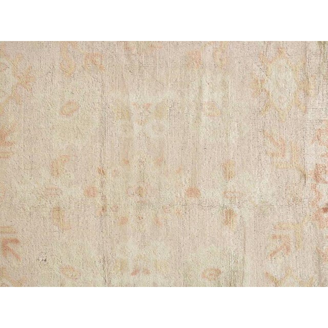 Antique Angora Oushak Carpet, Handmade Oriental Rug, Shrimp, Taupe, Cream Fine For Sale - Image 4 of 5