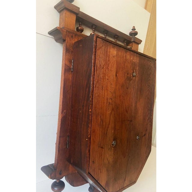 Brown Large Antique French Mechanical Wall Clock in Wood, 1880s For Sale - Image 8 of 13