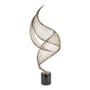 Curtis Jere Brass Spiral Brutalist Articulating Table Sculpture on Marble Base
