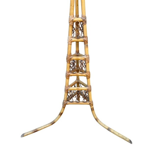 Wood Rattan Floor Lamp in the style of Louis Sognot, France, 1950s For Sale - Image 7 of 15