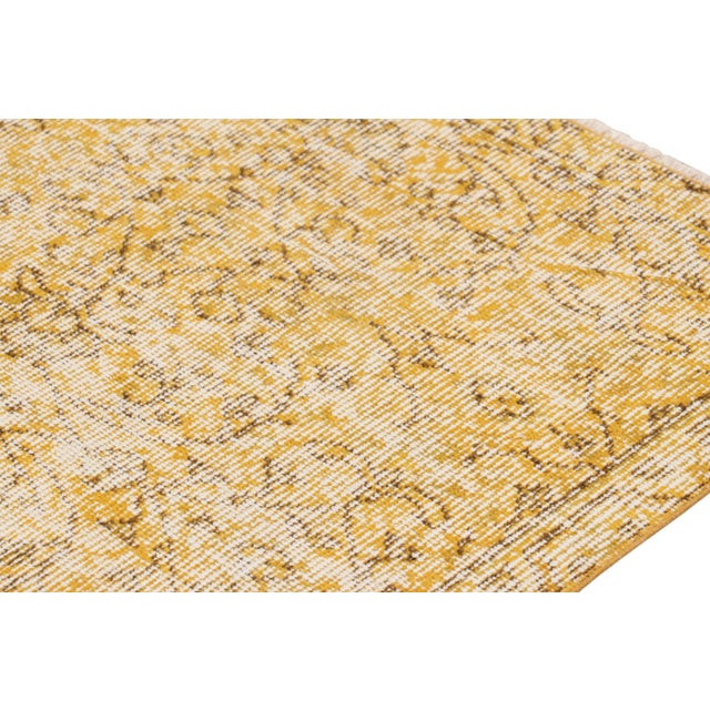 Vintage Zeki Müren Rug in Gold, With Floral-Geometric Patterns From Rug & Kilim For Sale In New York - Image 6 of 7