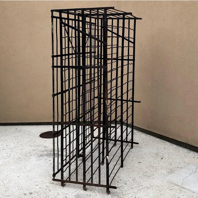 Antique Iron Cage Wine Bottle Rack For Sale - Image 4 of 10