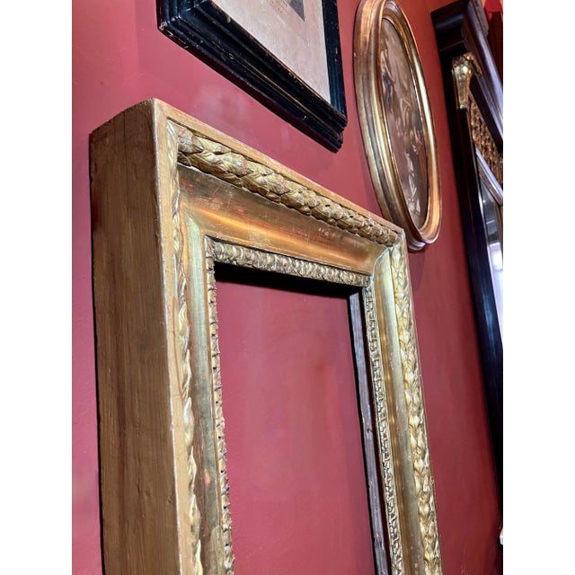 Tuscan Empire Carved Gold Leaf Gilt Frame, Italy, 19th Century For Sale - Image 9 of 11