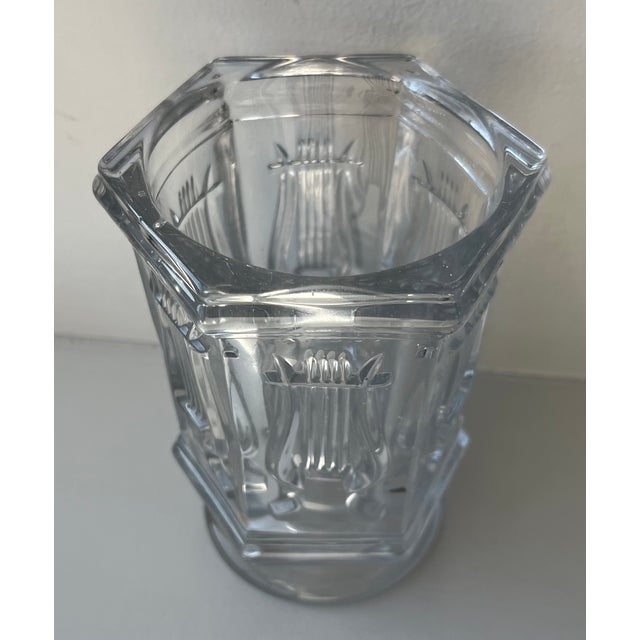 Antique 19th Century American Classical Boston & Sandwich Flint Glass Lyre Vase For Sale - Image 4 of 13