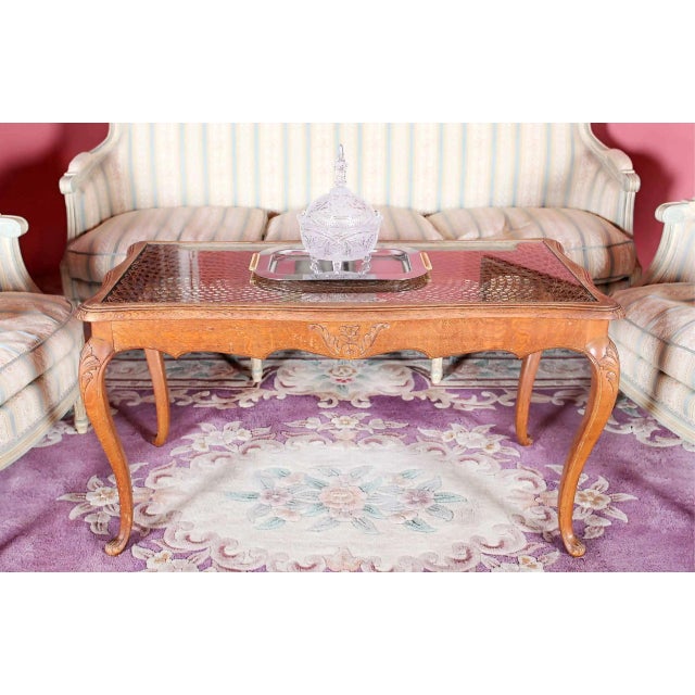 Oak Coffee Table with Wickerwork For Sale - Image 6 of 6