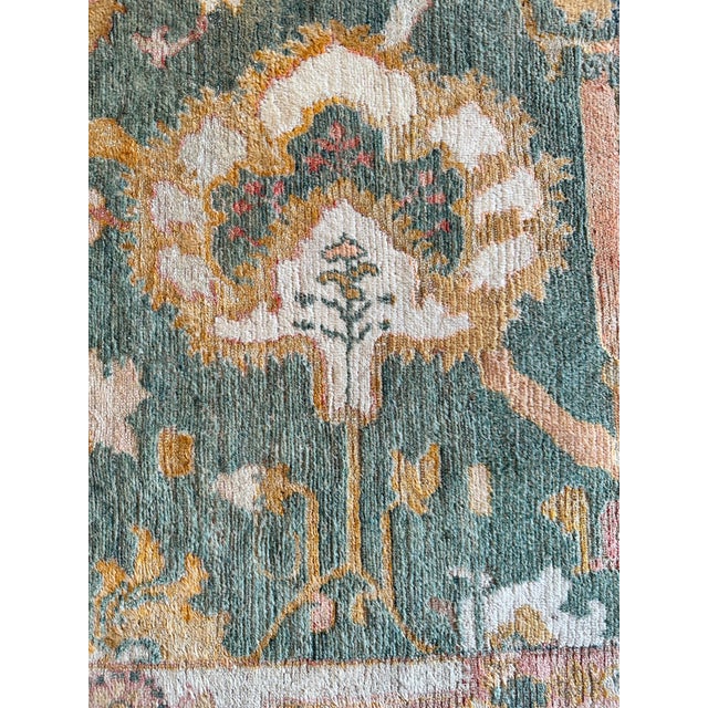 Antique Angora Oushak Carpet, Handmade Oriental Rug, Light Blue, Shrimp, Taupe For Sale - Image 11 of 18