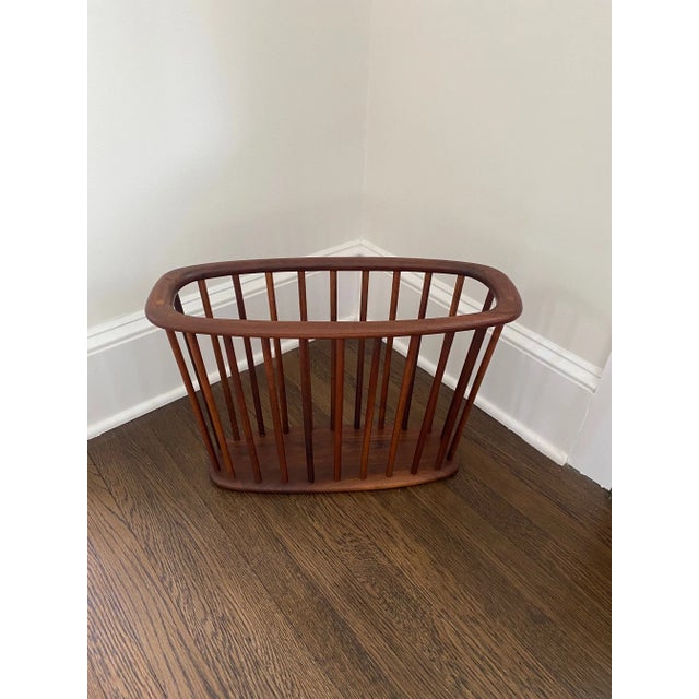 Brown 1960s Arthur Umanoff Walnut Magazine Rack For Sale - Image 8 of 10