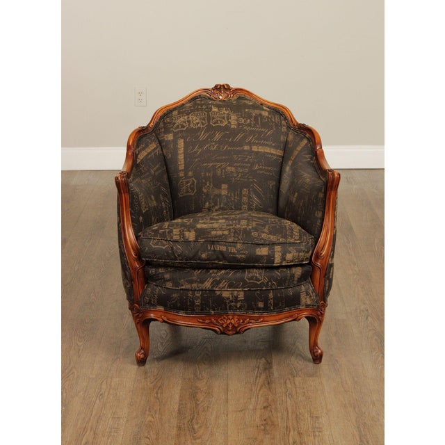 High Quality Vintage Carved Frame Bergere Lounge Chair With Later Custom Upholstery