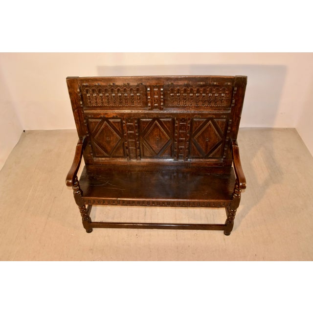 Wood 18th C. English Oak Settle For Sale - Image 7 of 13