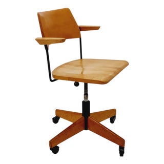 Bauhaus Swivel Office Armchair in Wood from Stollgiroflex 1960s For Sale