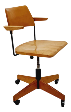 Bauhaus Swivel Office Armchair in Wood from Stollgiroflex 1960s