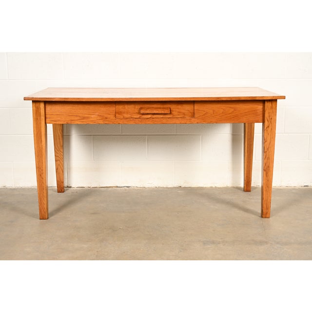 Mission Antique Mission Oak Arts & Crafts Writing Desk or Library Table by A. J. Johnson & Sons, Circa 1900 For Sale - Image 3 of 13