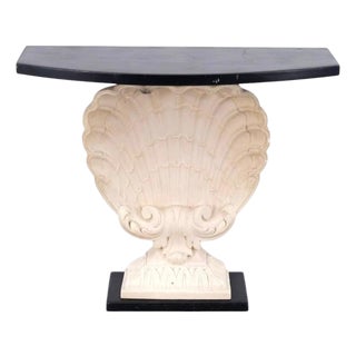 Grosfeld House Shell Console Table, Plaster & Wood, Hollywood Regency For Sale