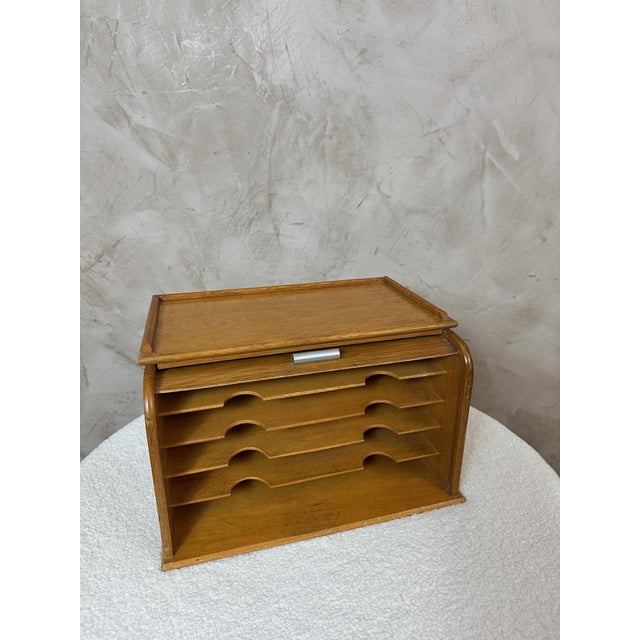 Vintage Oak Filing Cabinet, 1960 For Sale - Image 9 of 11