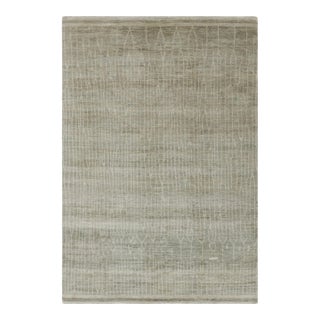 Rug & Kilim's Modern Abstract Rug in Luminous Sage and Ivory, Subtle Geometry For Sale