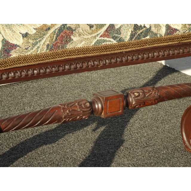 Vintage French Provincially Carved W Floral Tapestry Fireplace Screen Decor For Sale - Image 9 of 11