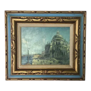 Mid 20th Century Vintage Venice Canal Print, Framed