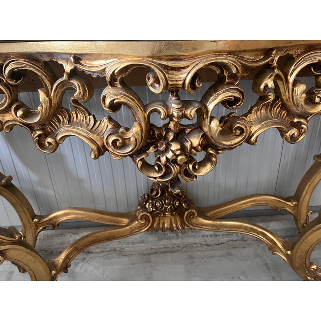 Console Table with Baroque Mirror, 1890s, Set of 2 For Sale - Image 6 of 17