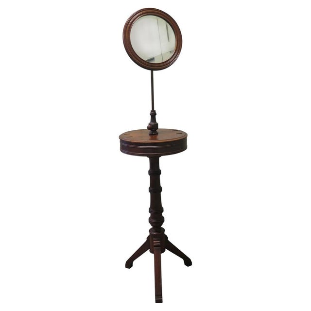 Wood Victorian Telescopic Round Shaving Mirror on Stand For Sale - Image 7 of 7