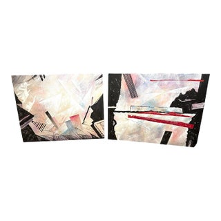 90's Large Rodolfo Carlos Signed Abstract Paintings - A Pair For Sale