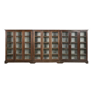 Large Showcase in Patinated Teak For Sale