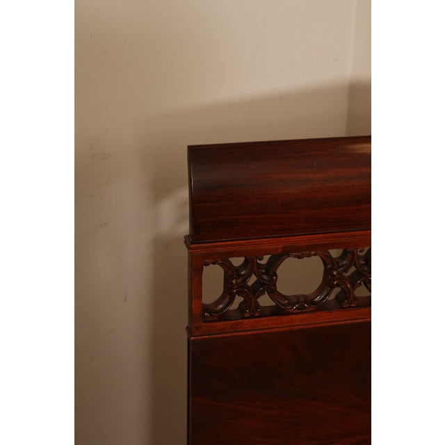 Pair of Vintage Flame Mahogany Twin Beds with Pierced Headboards, Circa 1940s For Sale - Image 12 of 18