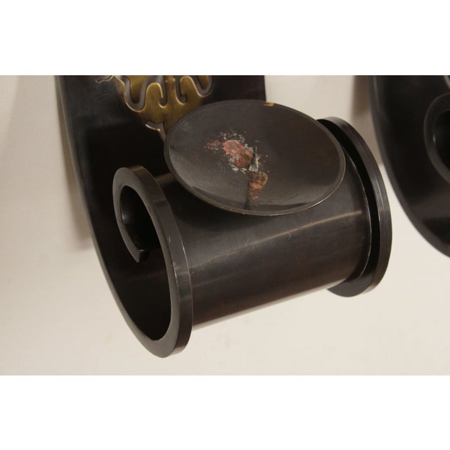 Metal Bombay Company Pair Pierced Brass Candle Wall Sconces For Sale - Image 7 of 13